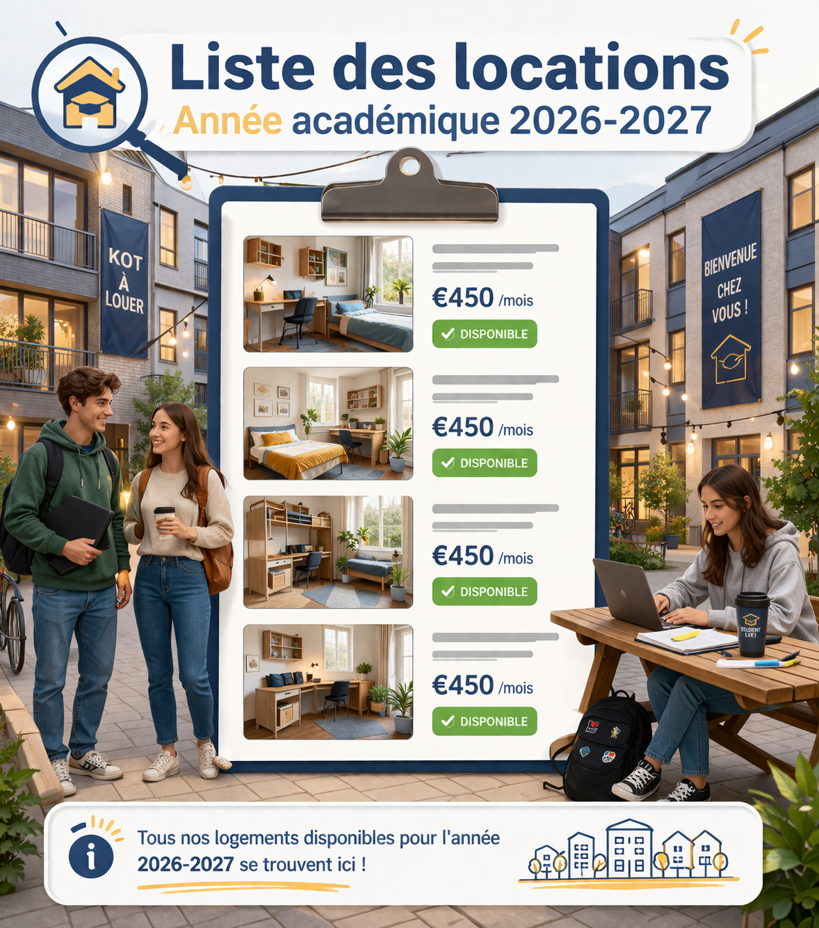 Liste des locations – Année académique 2026-2027
