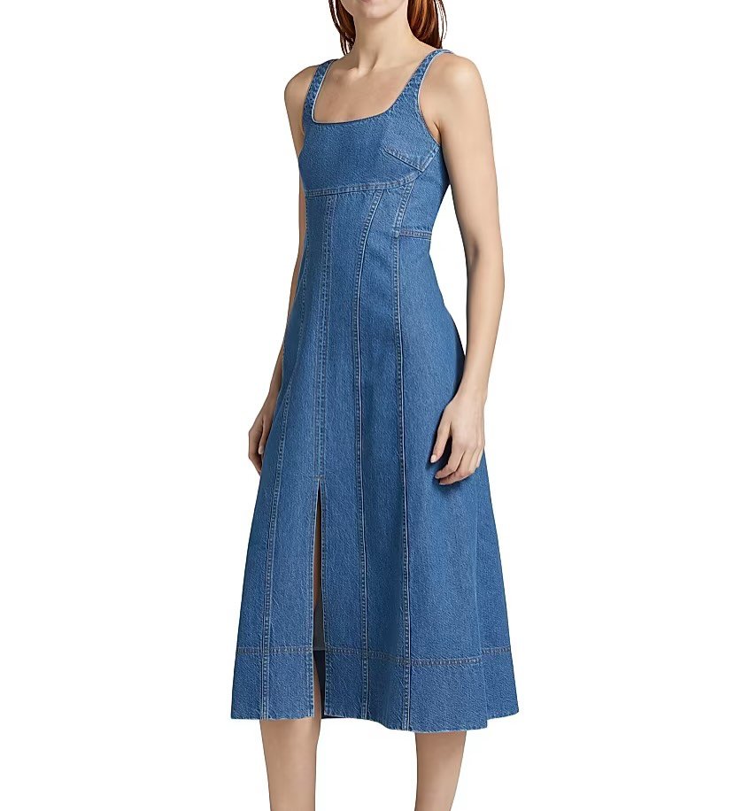 Tanya Taylor Felicity Denim Midi-Dress