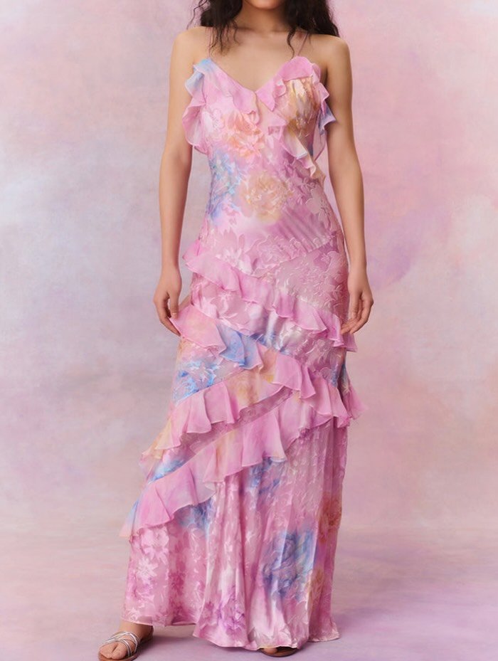 Loveshackfancy Rialto Floral Chiffon Maxi Dress