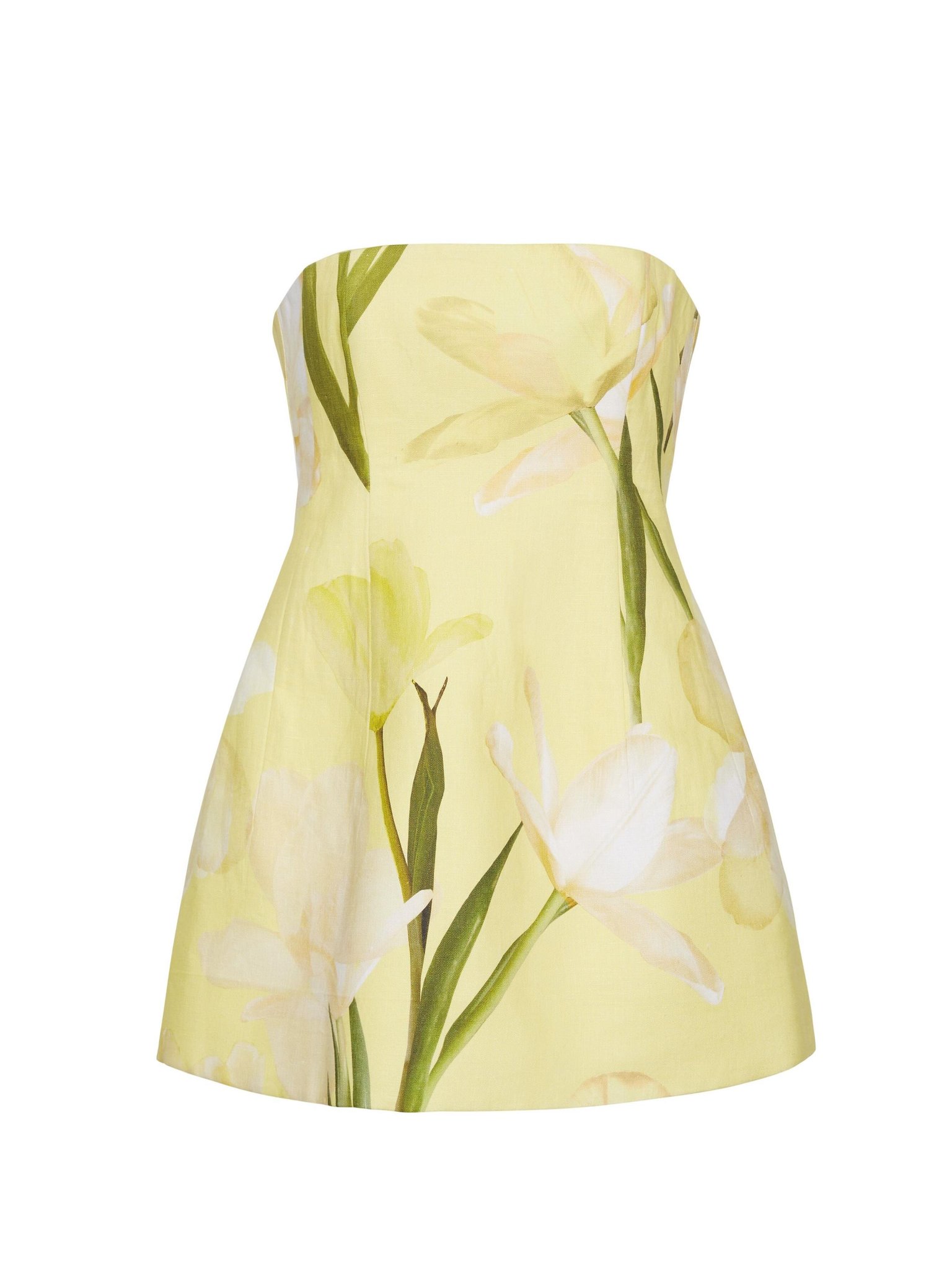 Cara Cara Ines Strapless Floral-Print Linen Mini Dress