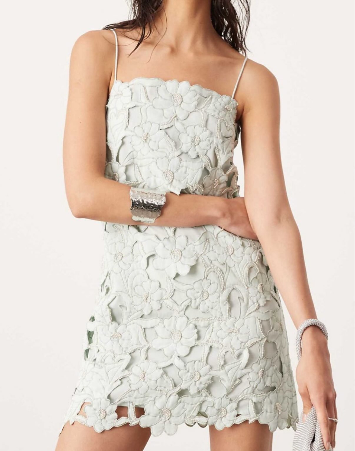 Asos Edition Floral Cutwork Cami Shift Mini Dress