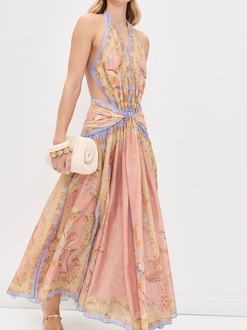 Zimmermann Indra Plunge-Neck Maxi Dress