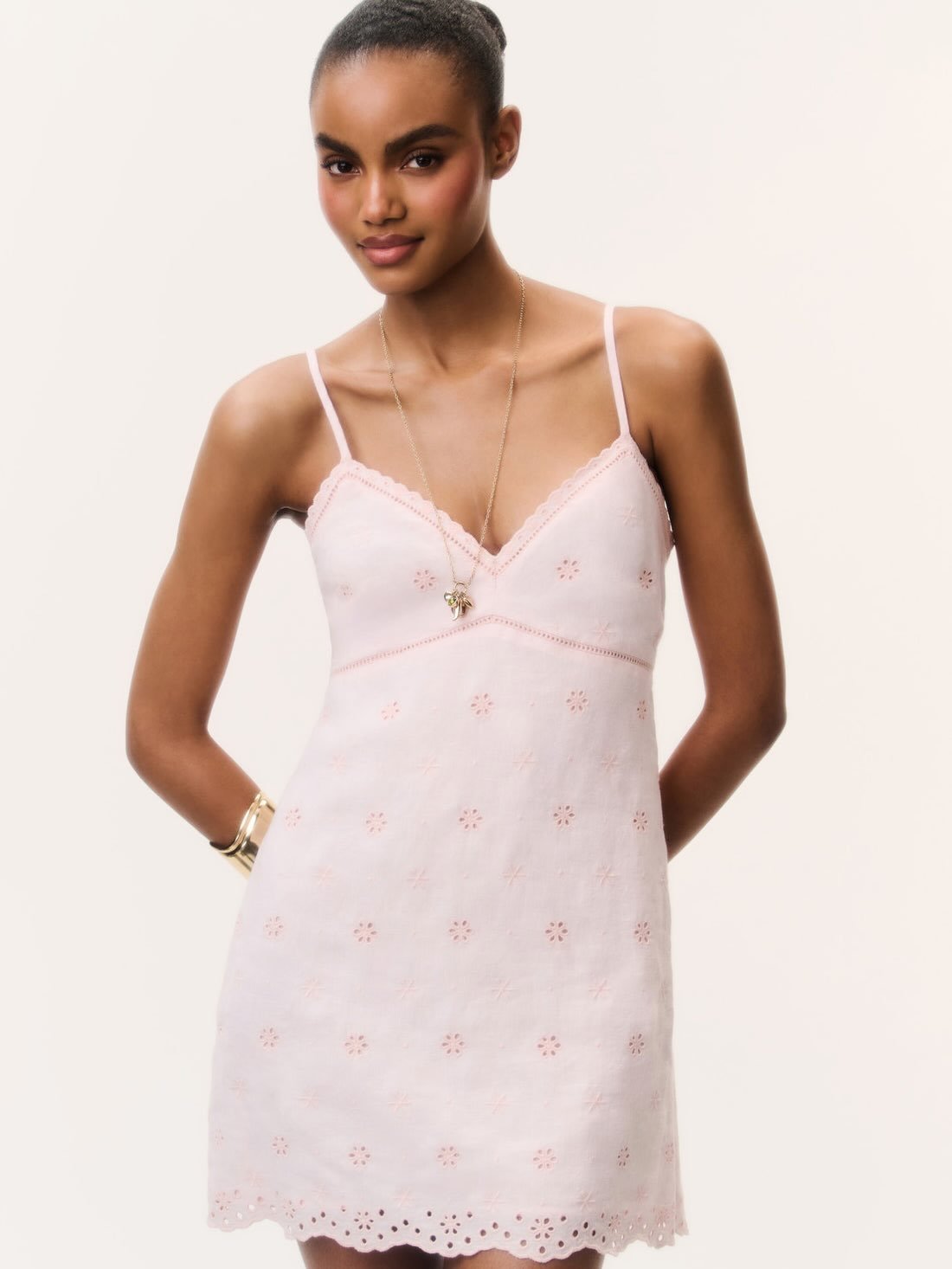 Loveshackfancy Becklyn Eyelet Linen Mini Dress