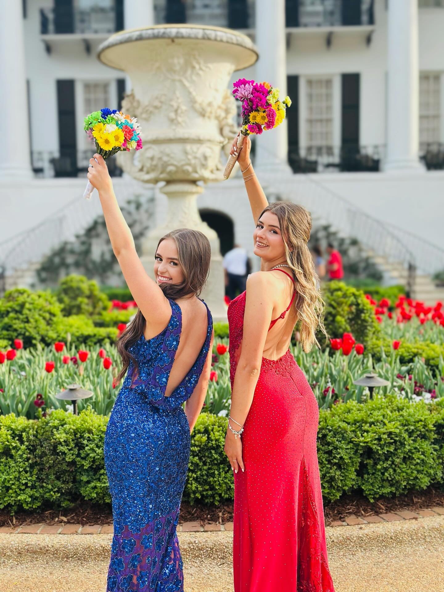 Unknown Blue Drop-Back Prom Dress