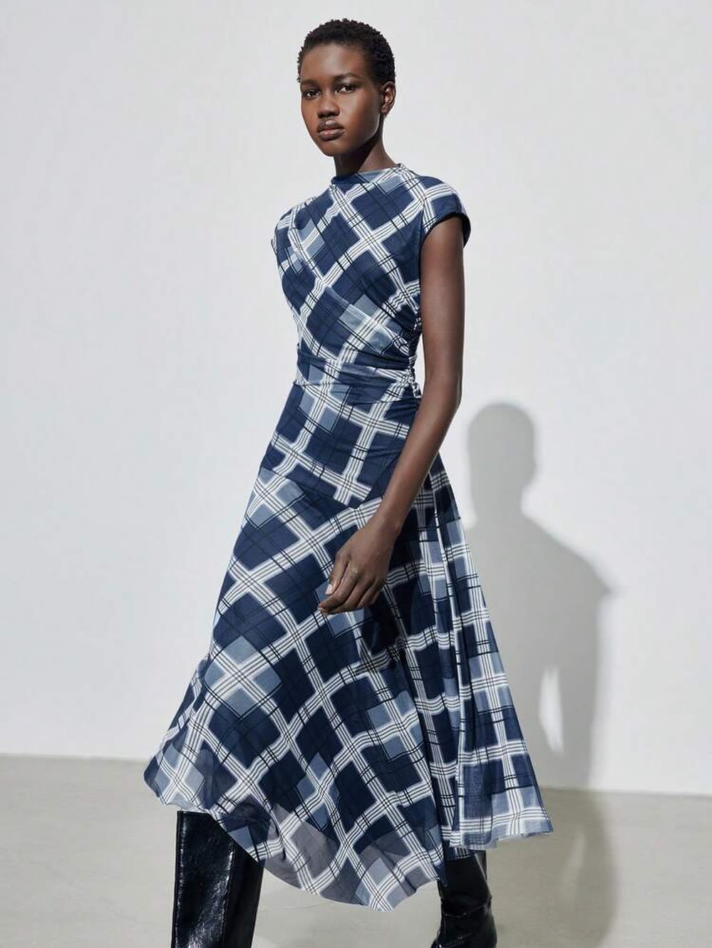 Blue Plaid Maxi Dress
