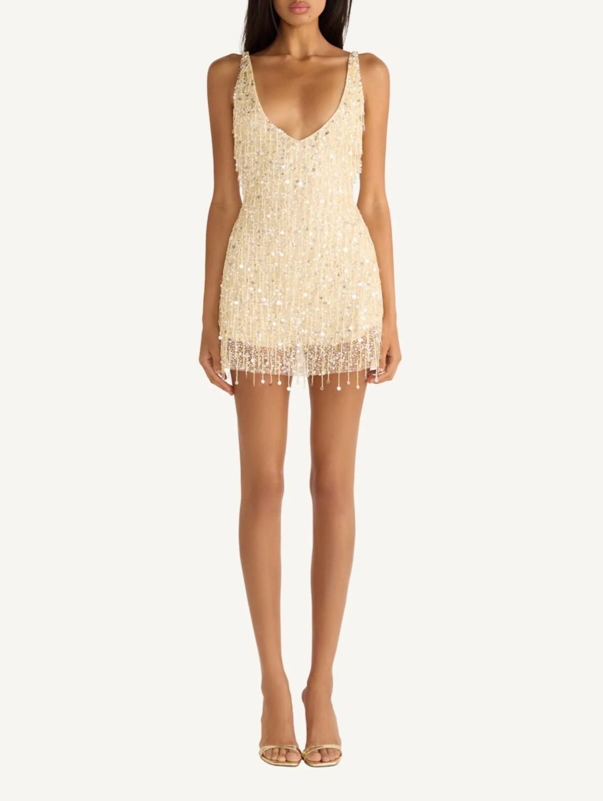 Fringe Hand Beaded Mini Dress