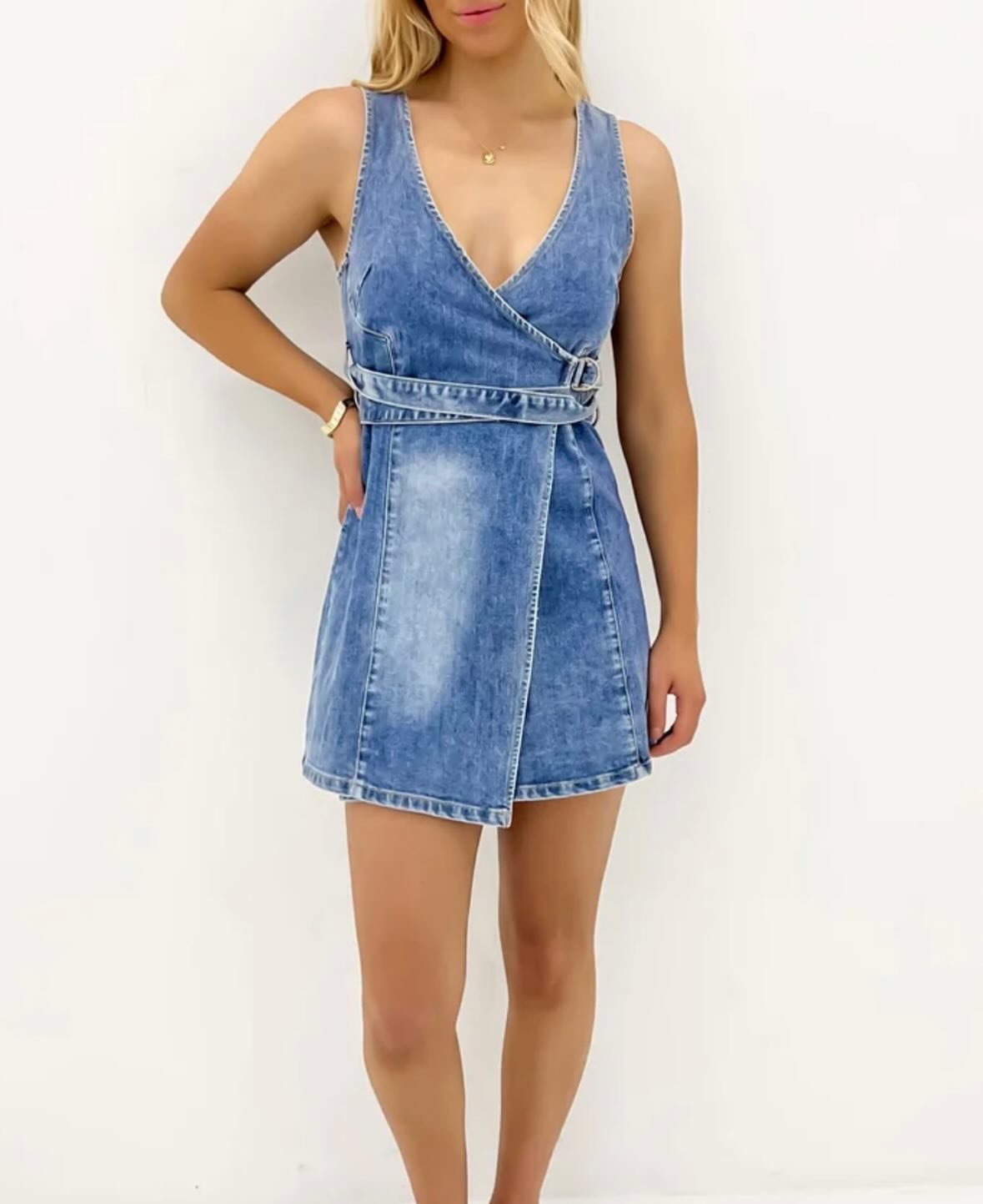 Jean Jail Denim Wrap Mini Dress