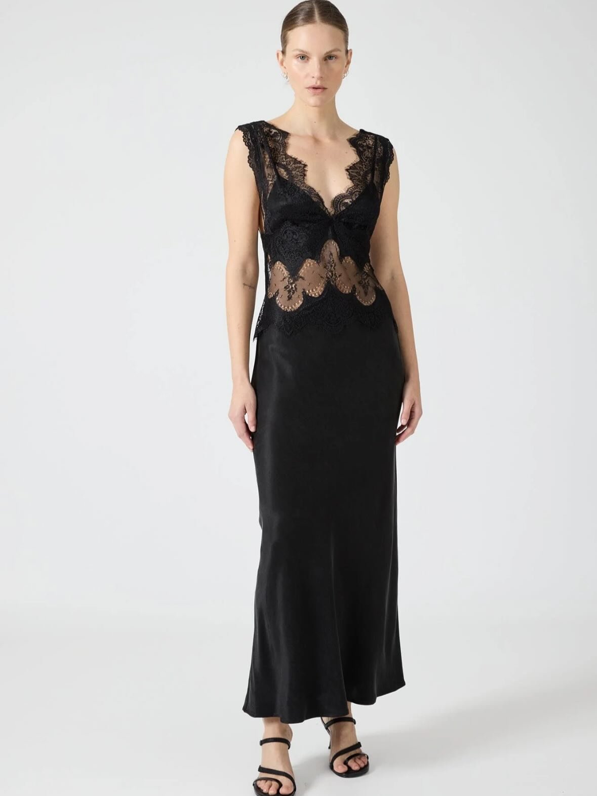 Black Lace Slip Maxi Dress