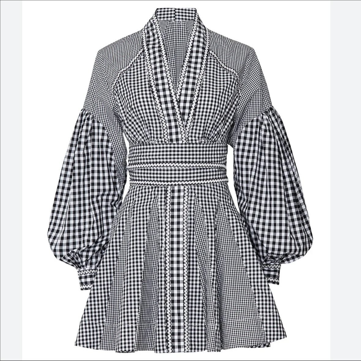 ACLER Black and White Gingham Mini Dress