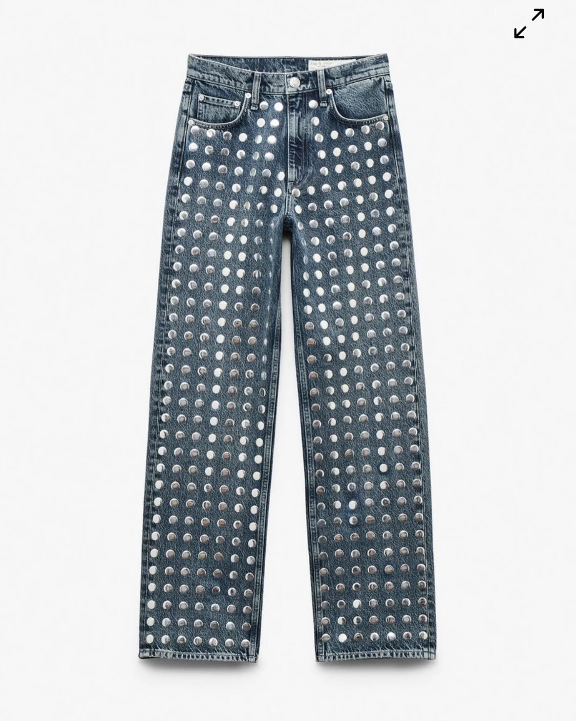 Rag and Bone Silver Studded Straight Leg Jeans