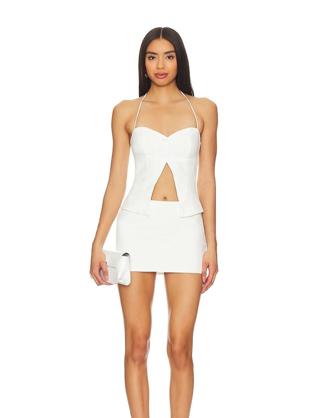White Halter Top and Mini Skirt Set