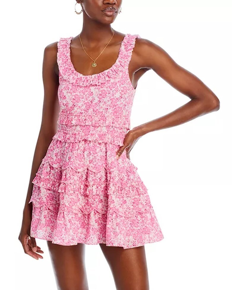 Love Shack Fancy Pink Floral Ruffled Mini Dress