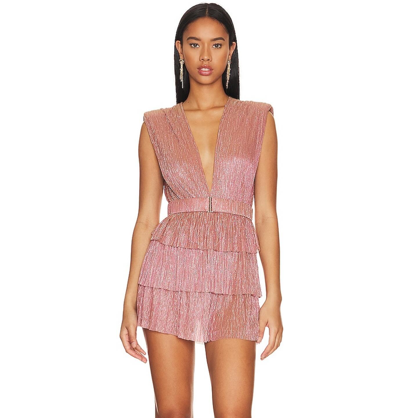 Sabina Musayev Shimmer Tiered Romper