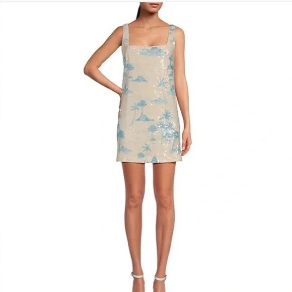 Gianni Bini Palm Tree Sequin Mini Dress
