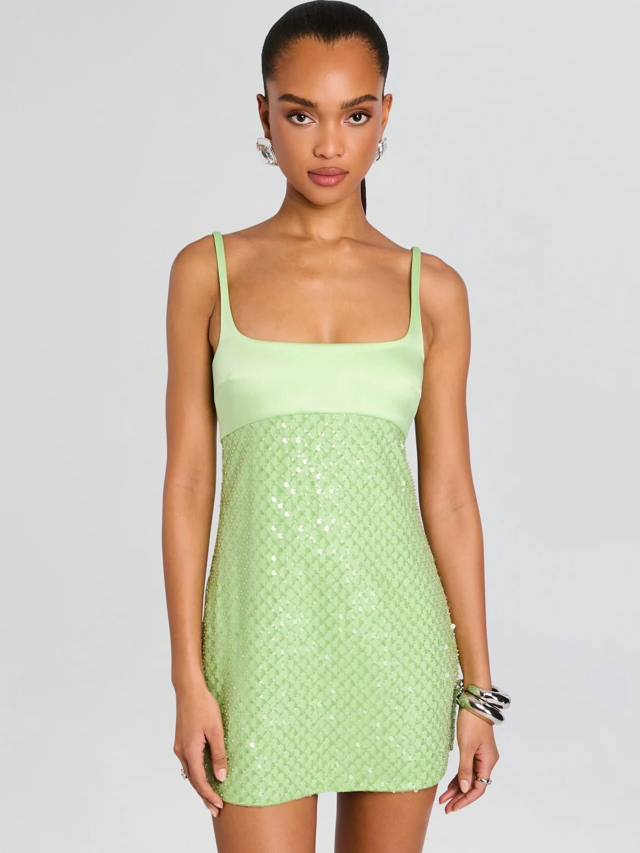 Retrofête Lime Green Sequin Mini Dress