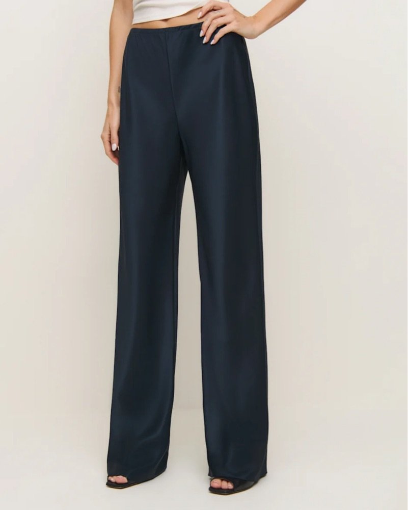 Gale Navy Silk Pants