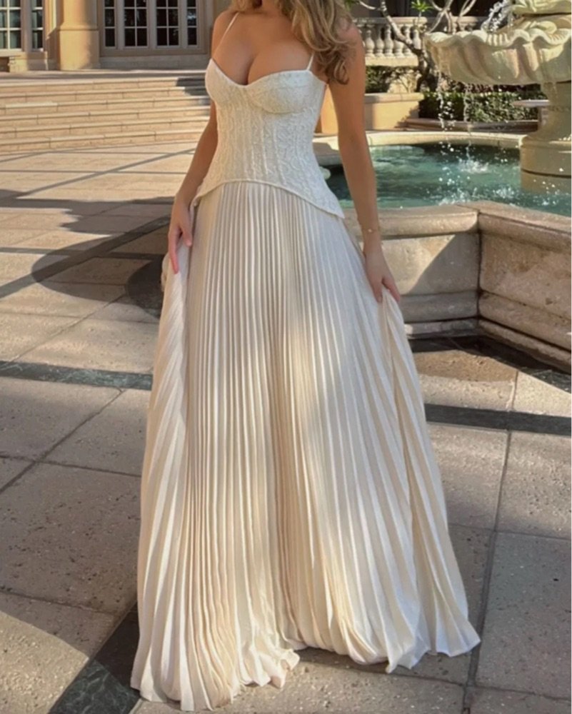 Lace Corset Daniella Pleated Maxi Dress