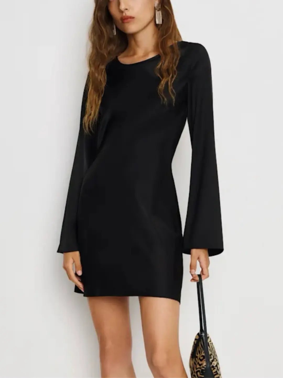 Reformation Black Mini Silk Dress