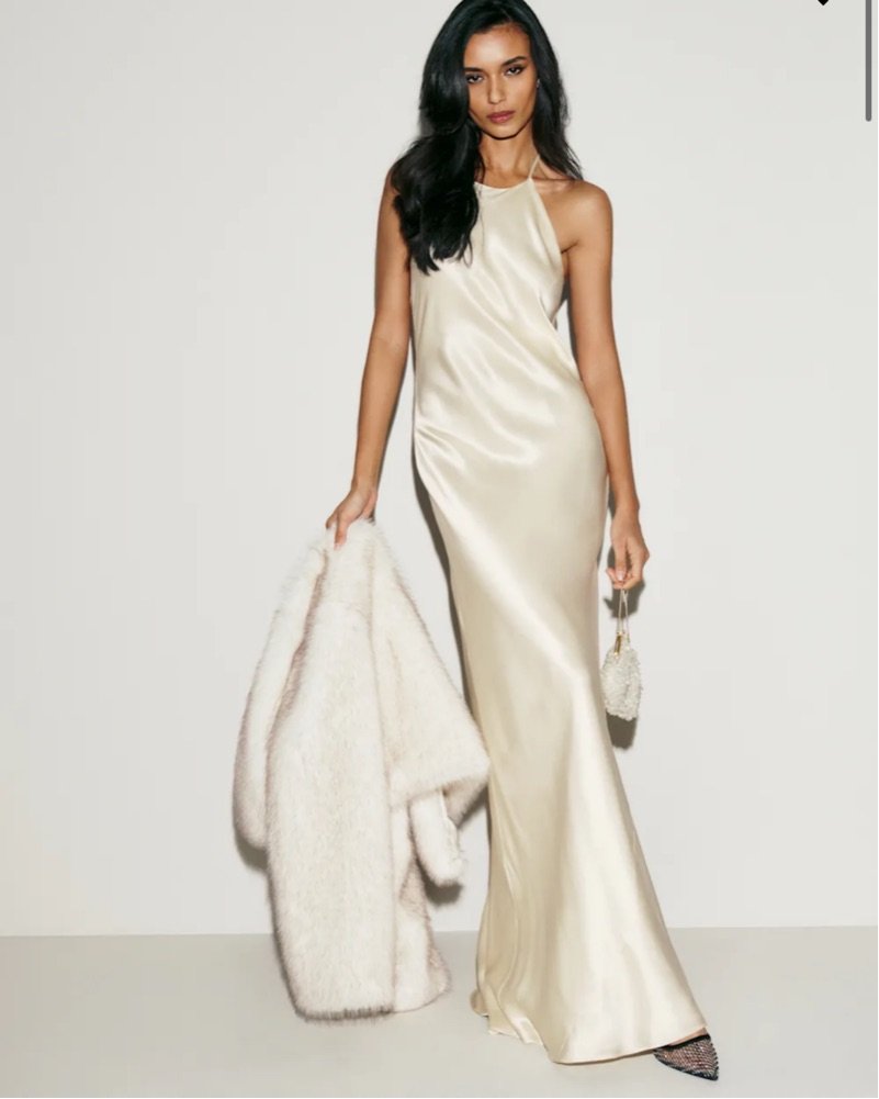 Reformation Ivory Jeany Silk Dress