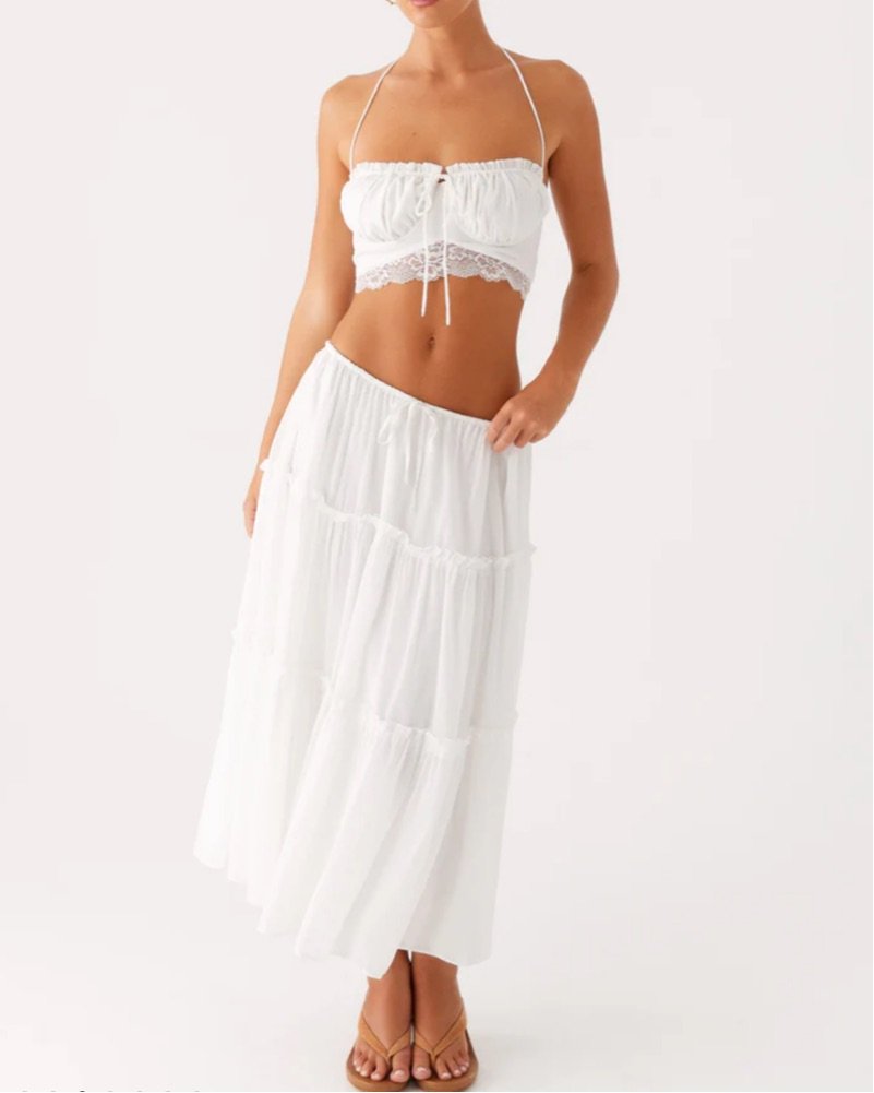 White Skirt and Top Matching Set