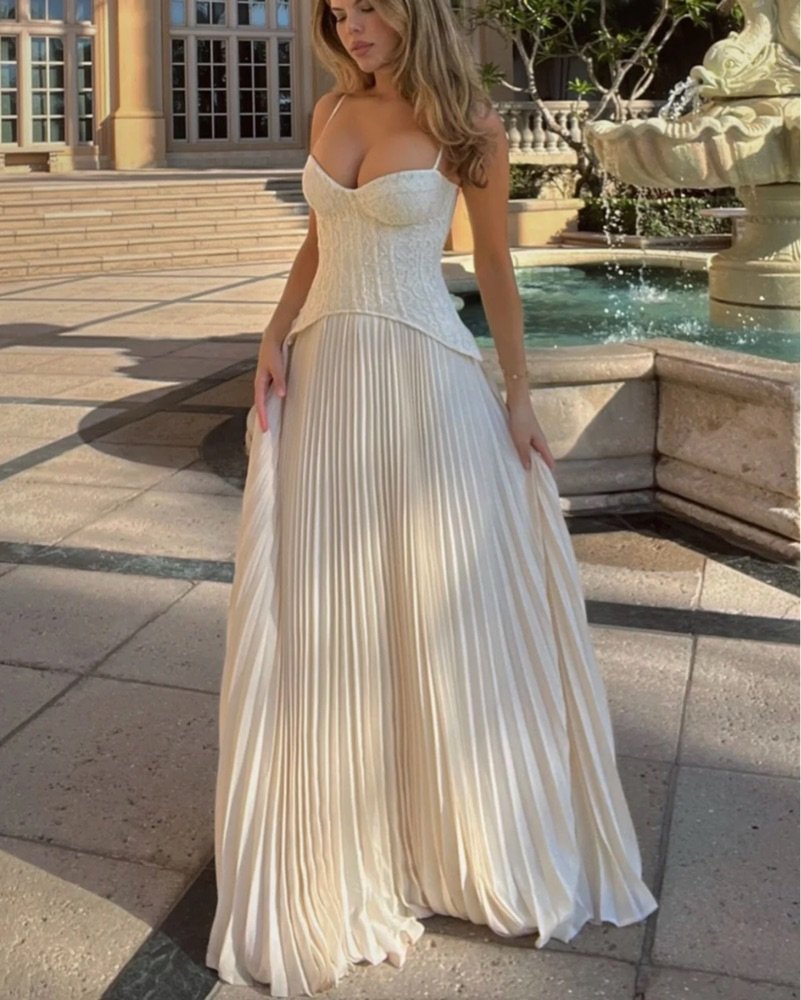 Lace Corset Daniella Pleated Maxi Dress