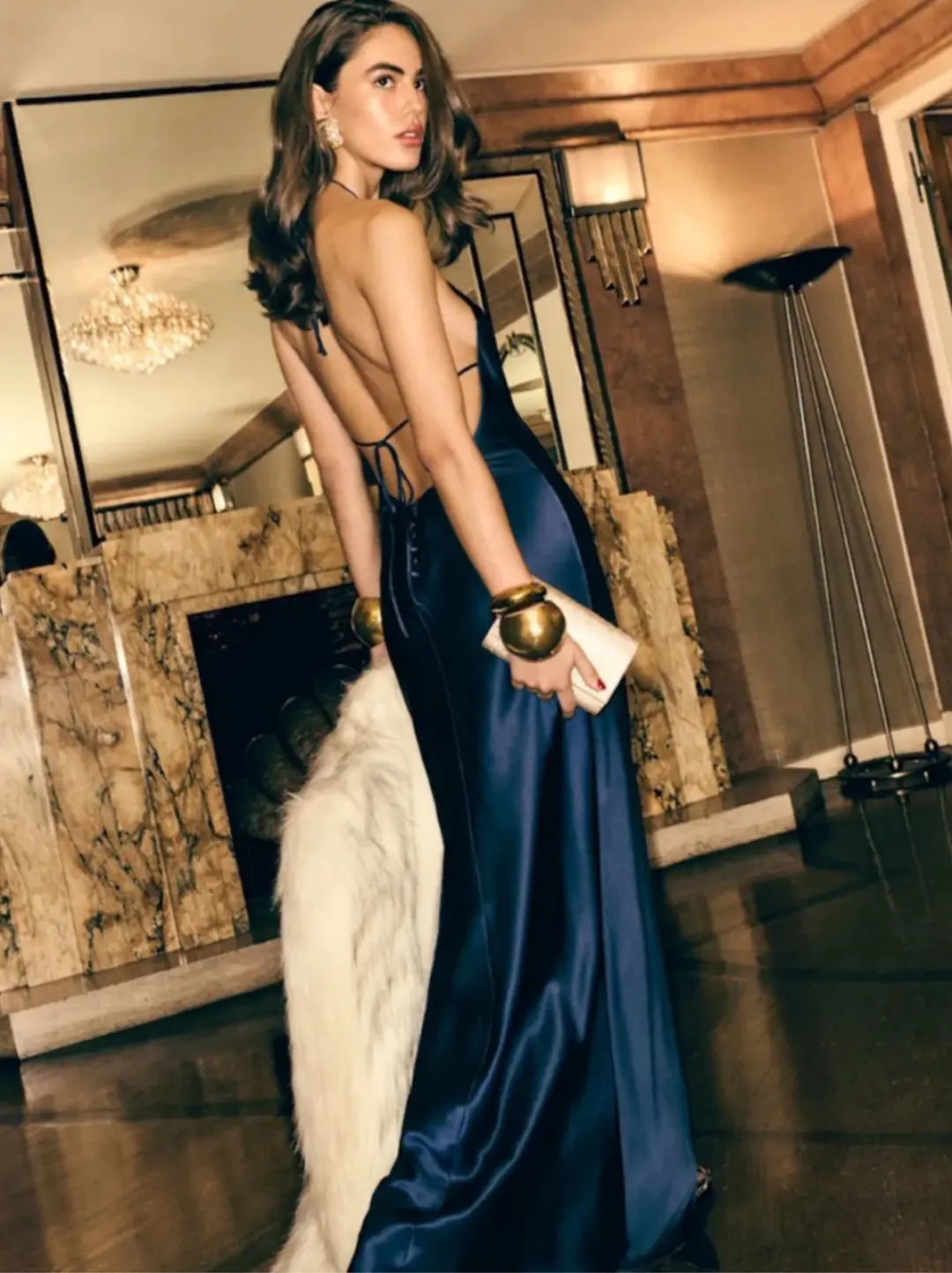 Jeanie Silk Dress - Navy