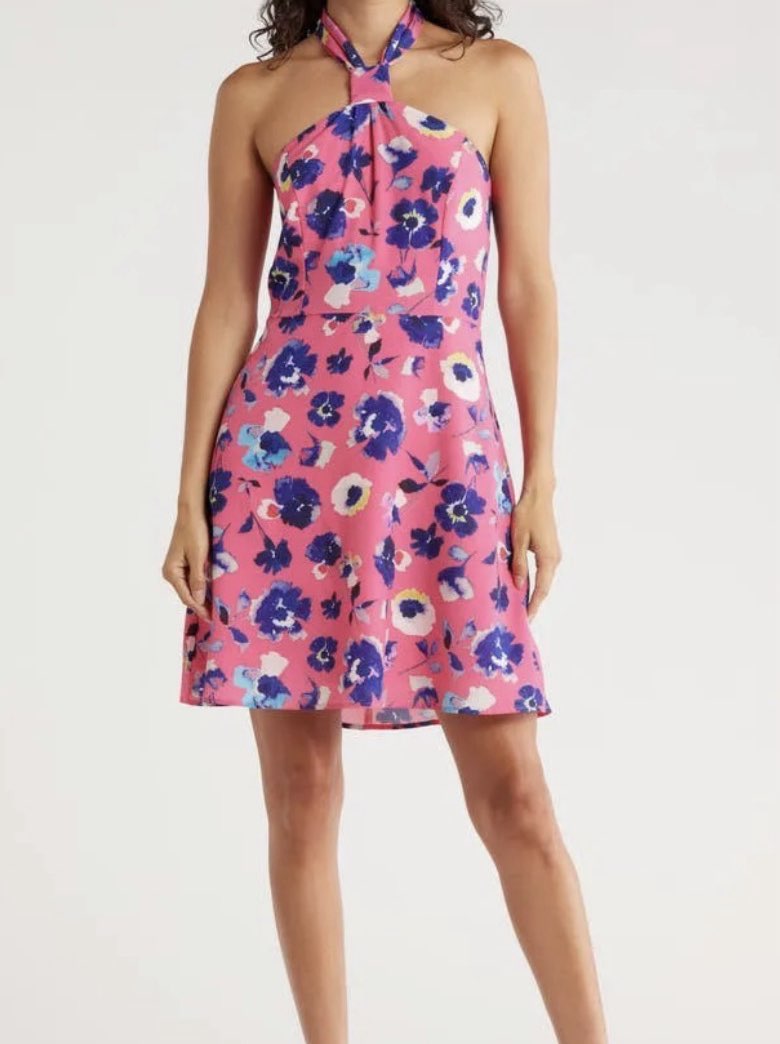Floral hot pink mini dress