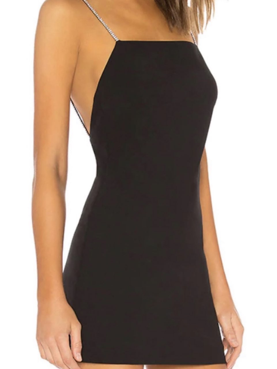 Black Mini Dress with Rhinestone Straps