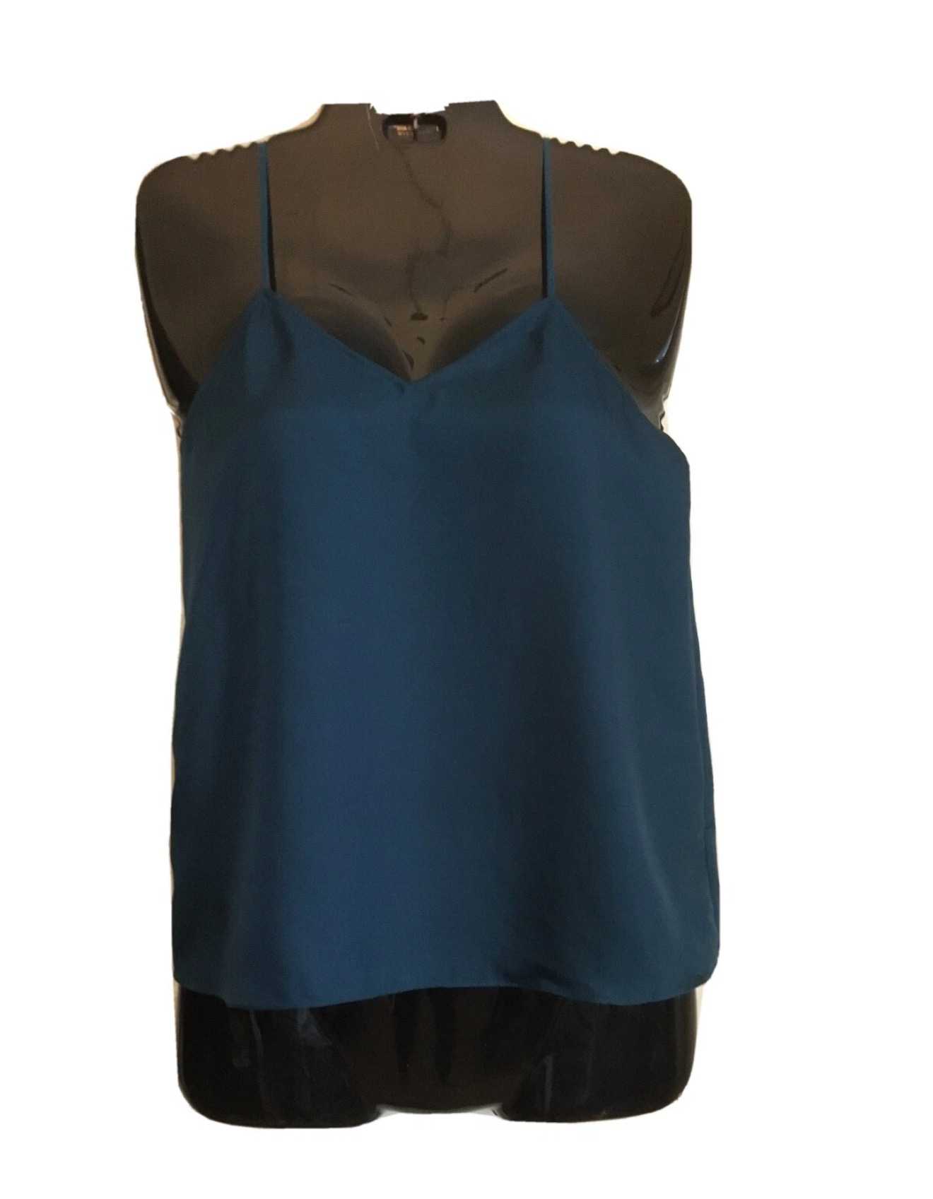 Tibi Dark Turquoise Silk Tank