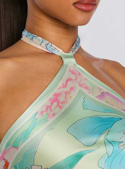 Pastel Floral Halter Top & Mini Skirt Set