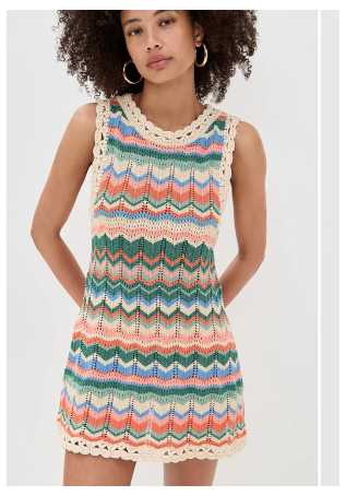 Chevron Crochet Knit Mini Dress
