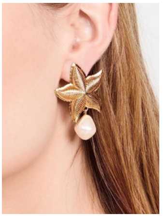 Gold Starfish & Pearl Drop Earrings