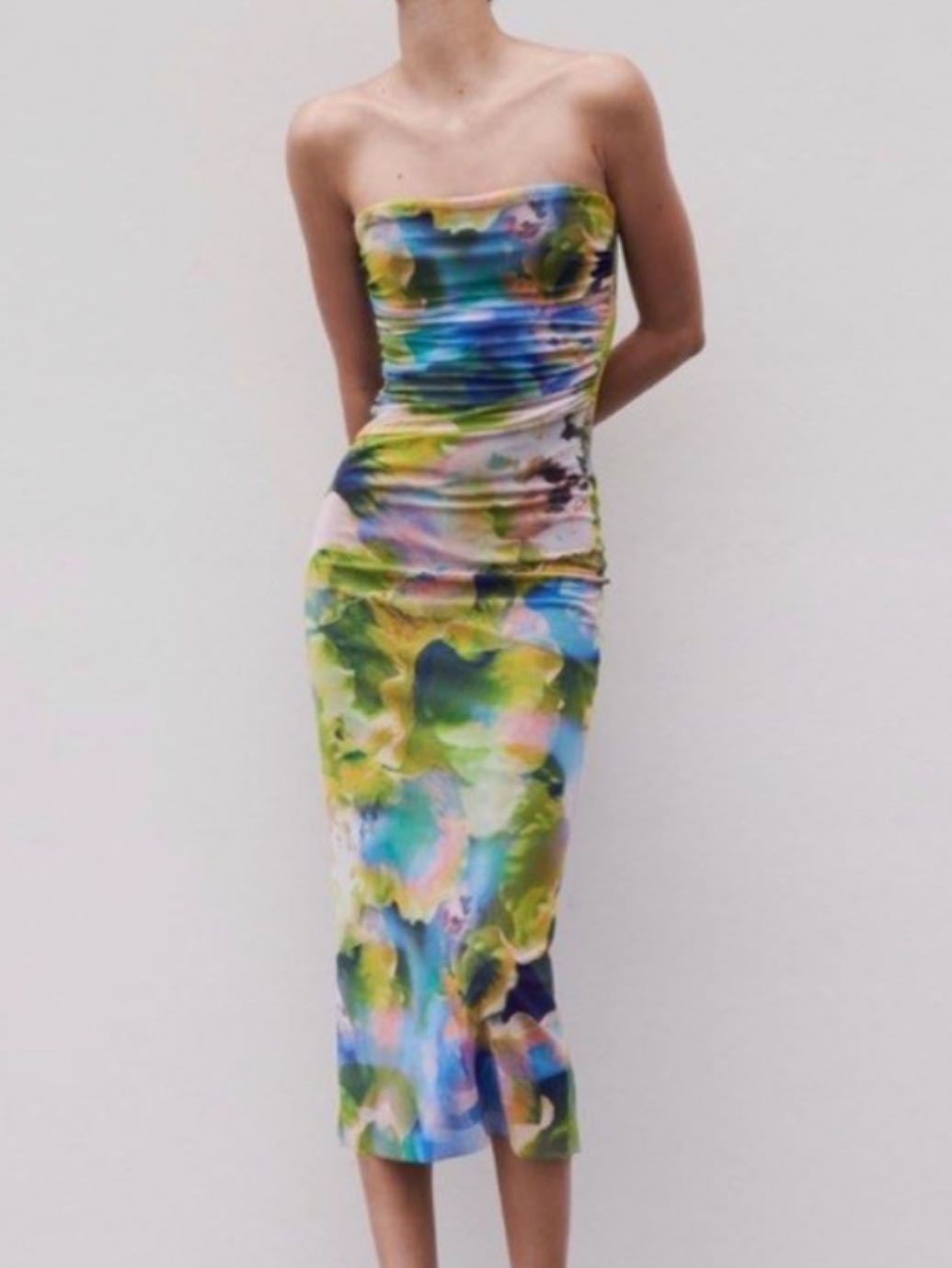 Colorful Strapless Midi dress