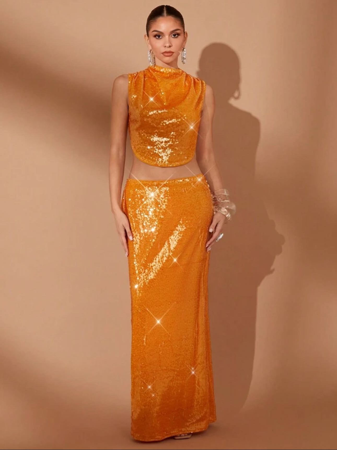 Orange sequins set