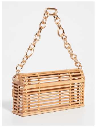 Cult Gaia Bamboo Clutch with Gold Chain