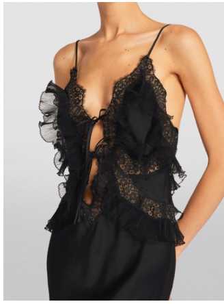 Black Lace Ruffle Slip Dress