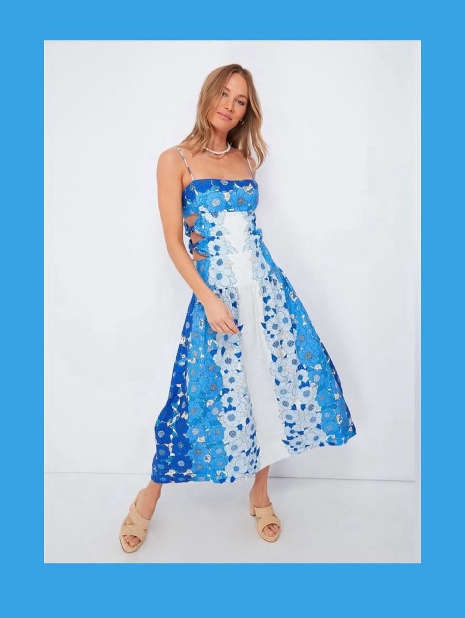 Floral cut out midi dress