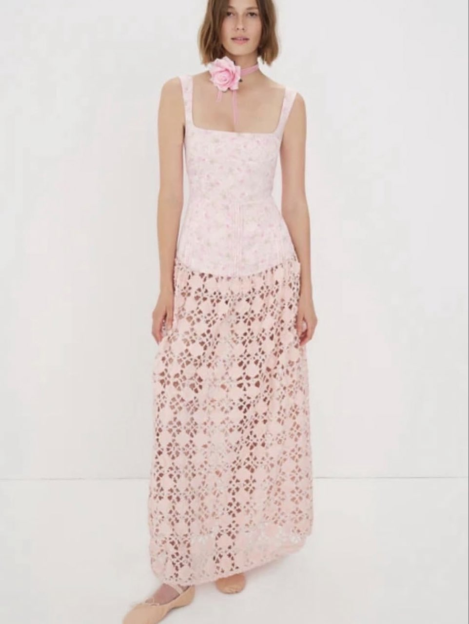 For Love and Lemons Silvia light pink rose maxi dress size XXS