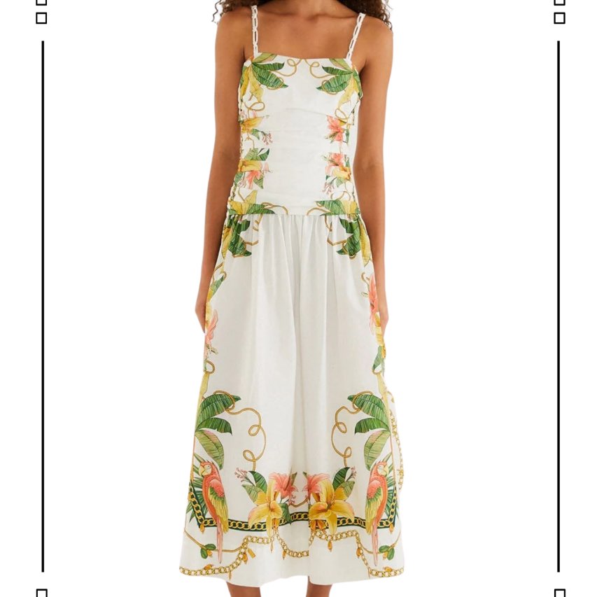 Farm Rio Tropical Royalty Off-White Midi