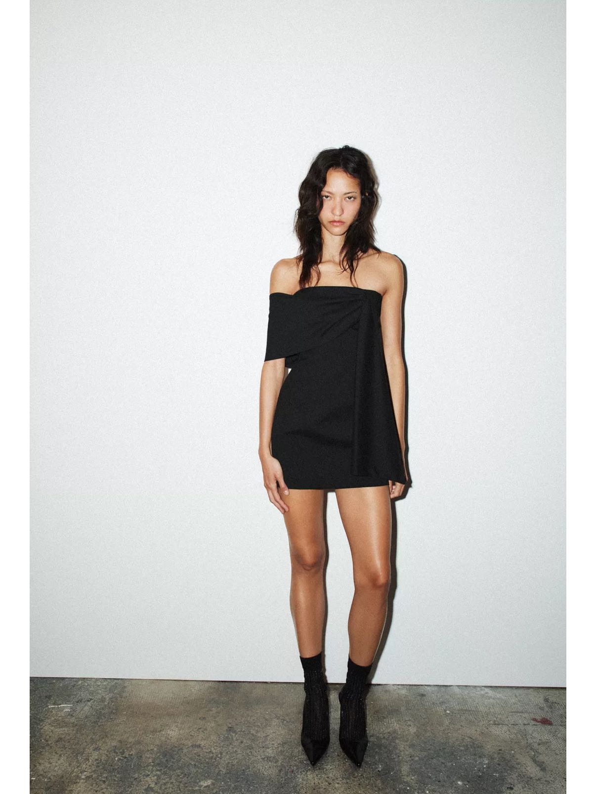 Black Off-Shoulder Mini Dress