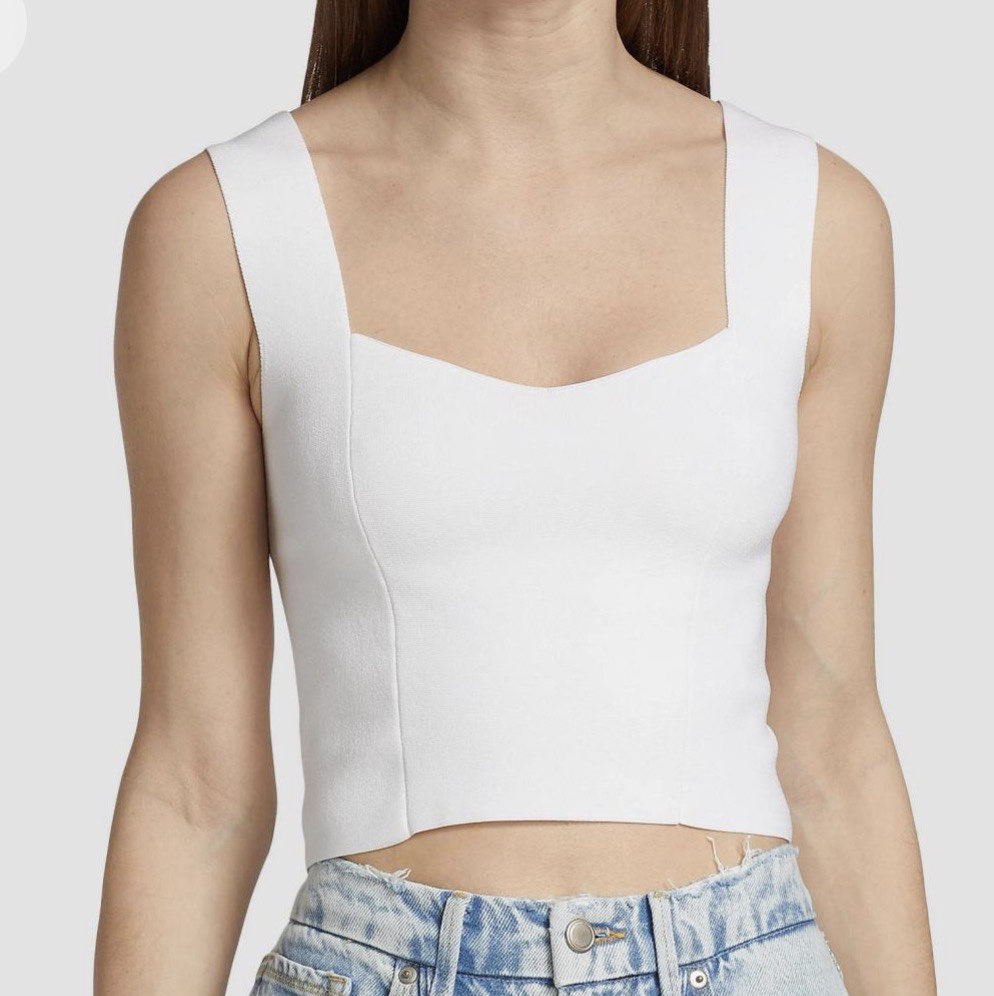 White Square Neck Knit Tank