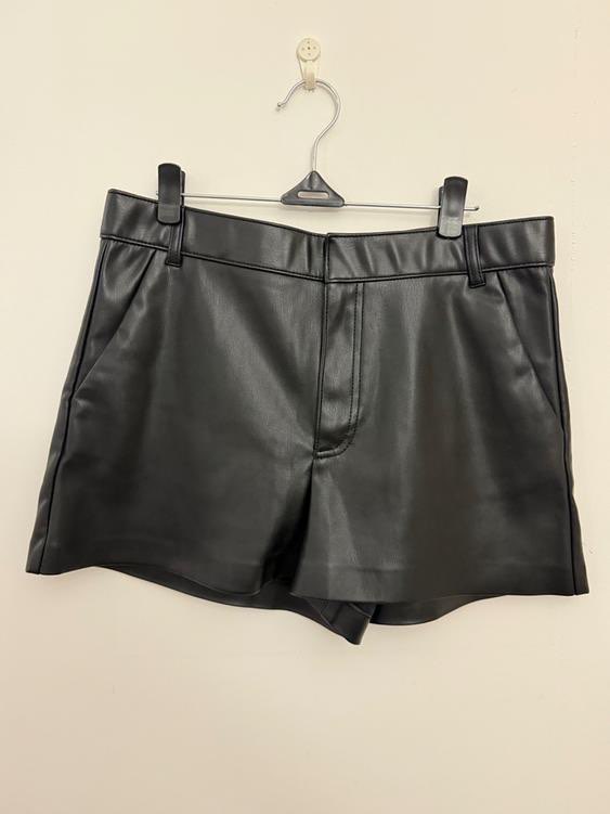 Black Faux Leather High-Waisted Shorts