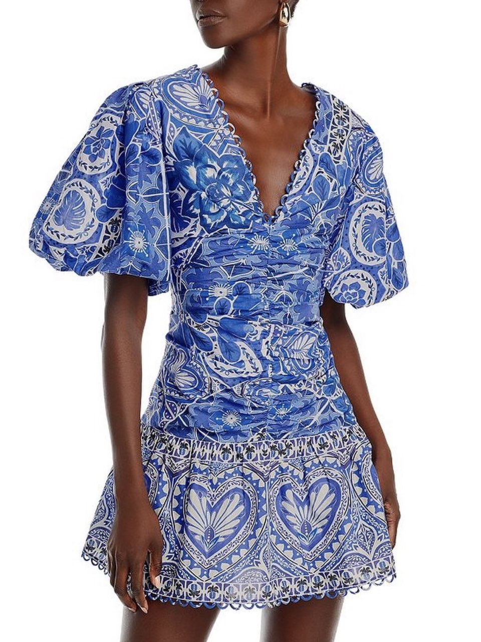 Farm Rio Tile Dreams Puff Sleeve Mini Dress