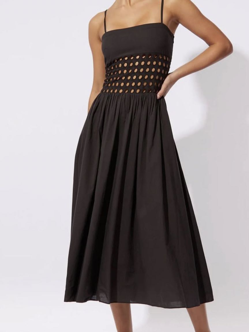 Solid and stripe black maxi dress