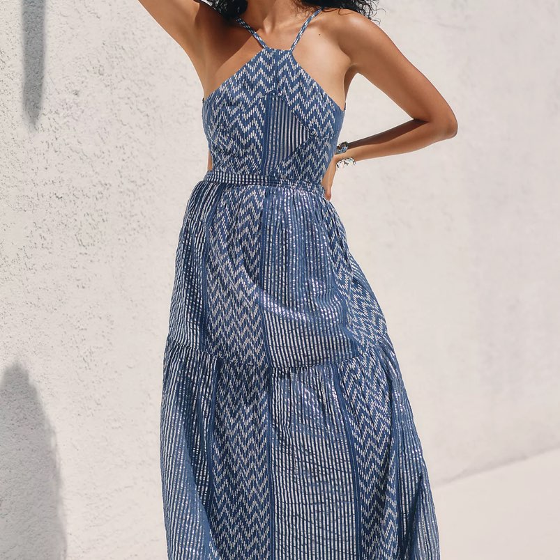 Mahila Anthropologie Reva Halter Maxi Dress