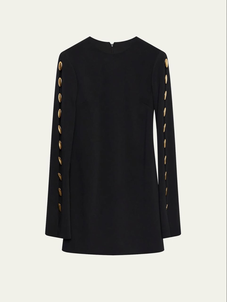 Black Button-Trim Mini Dress