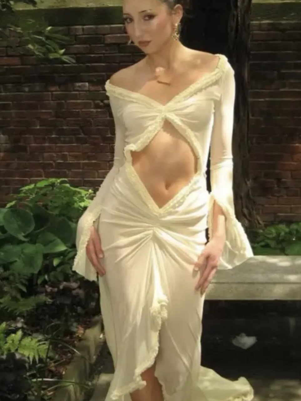 Nensi Dojaka Ruffled Cutout Maxi Dress