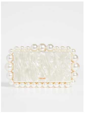Pearl Embellished Box Clutch