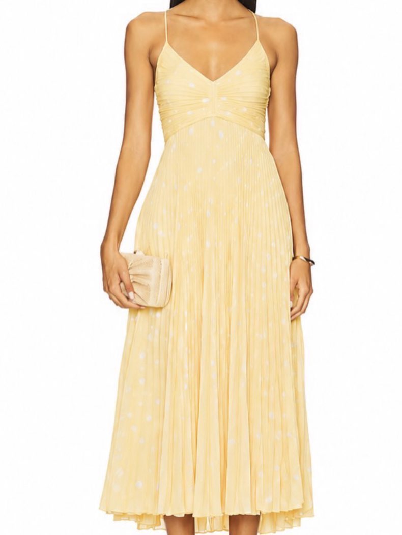 ASTR the label blythe pleated midi dress in yellow polka