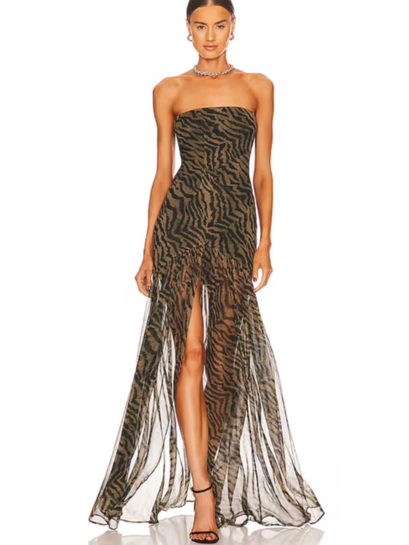 Strapless tiger stripe dress